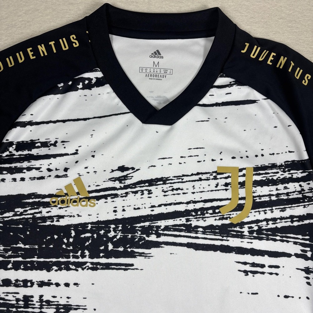 Juventus Shirt Mens Medium White Black Gold‎ Soccer Adidas AEROREADY